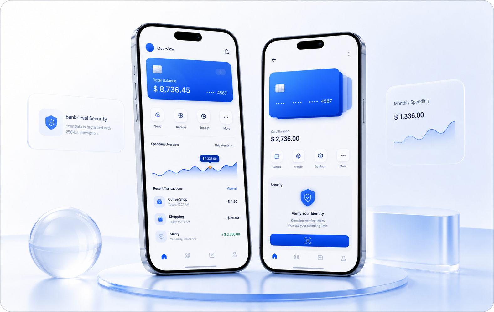 Fintech wallet mobile app interface showcase